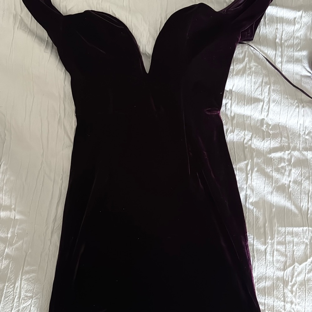 Velvet off shoulder mini dress